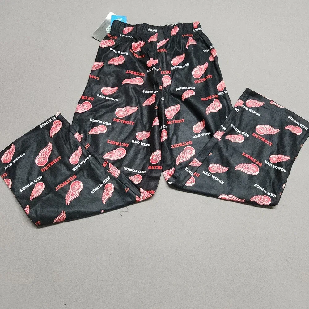 Nhl Detroit Red Wings Youth Sleepwear Pajama Pants S 8 Flame Resistant Black 140